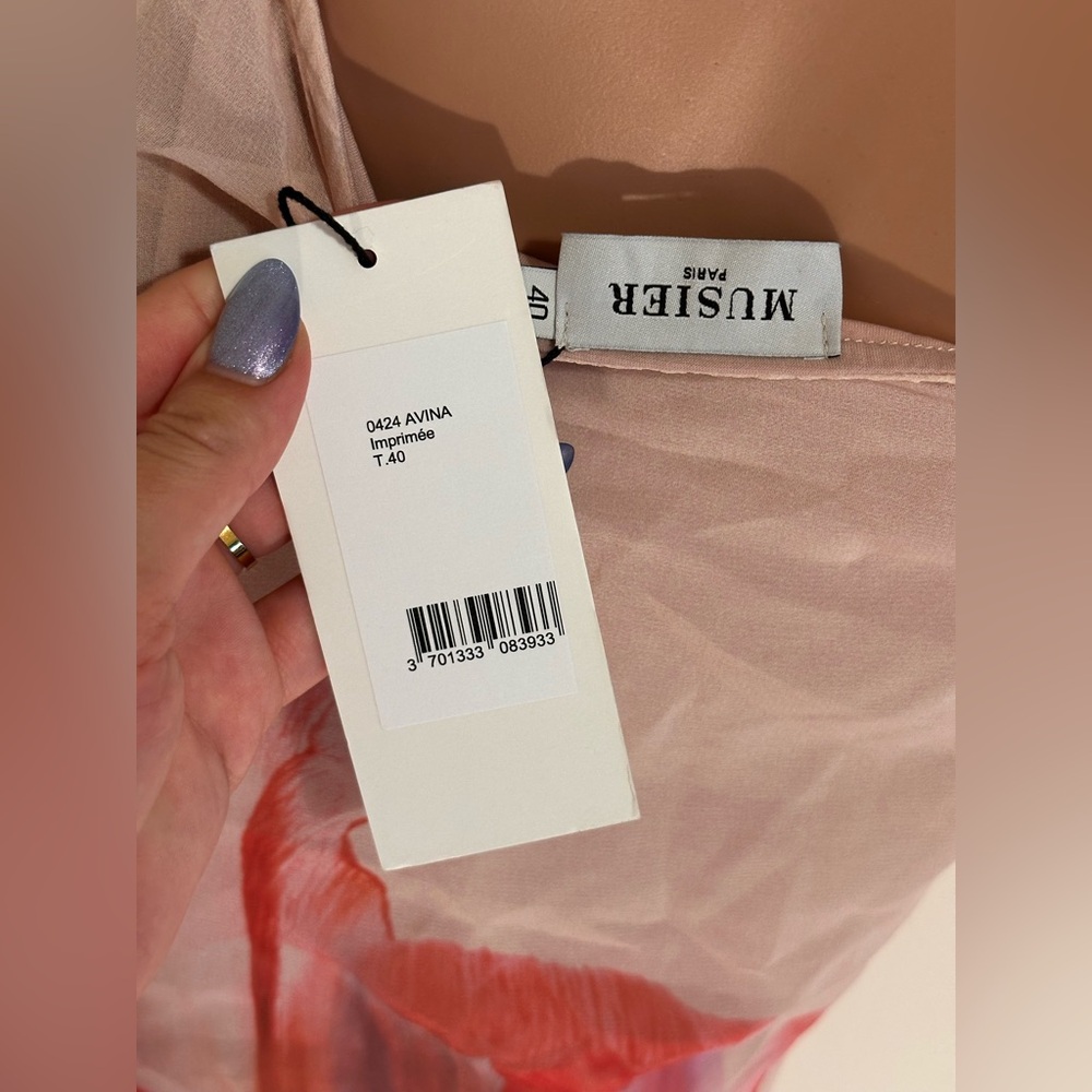 Like new Musier Paris Avina Dress in Nude With Rose Print pink floral maxi - Picture 10 of 14